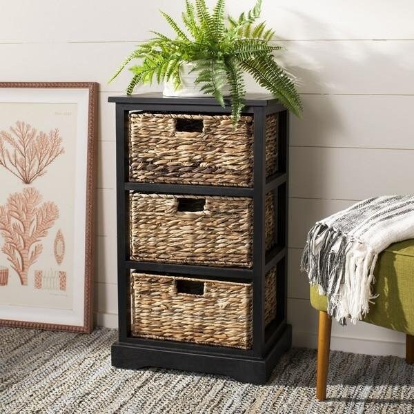Safavieh Halle Storage Side Table- Distressed Black - 29.5 x 13.4 x 17.3 in. - AMH5738A