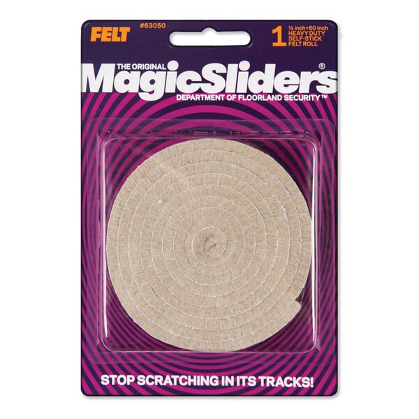 Magic Sliders Magic Sliders Felt Self Adhesive Heavy Duty Roll Oatmeal Rectangle 60 in. W X 1/2 in. L 1 pk - 63050