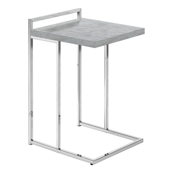 Monarch Specialties Accent Table, C-shaped, End, Side, Snack, Living Room, Bedroom, Metal, Laminate, Grey, Chrome - I 3639