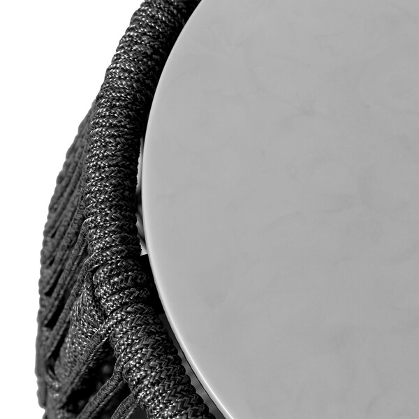 Armen Living Emory Indoor Outdoor Garden Stool End Table in Charcoal Rope and Gray Stone - 840254336001
