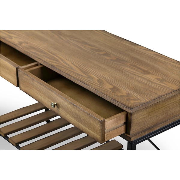 Baxton Studio Newcastle Wood and Metal Console Table-Criss-Cross - 111-5492