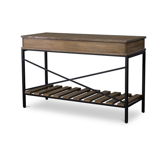Baxton Studio Newcastle Wood and Metal Console Table-Criss-Cross - 111-5492