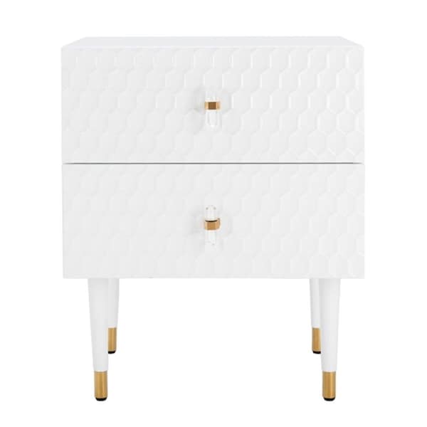 Safavieh Neptune 2 Drawer Side Table White & Gold - SFV3570A