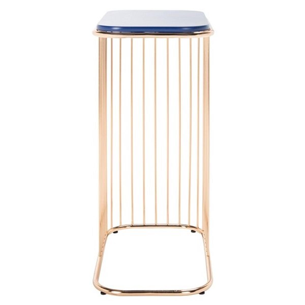 Safavieh Stafford Side Table Blue Wood Top & Gold Iron Body - ACC8005A