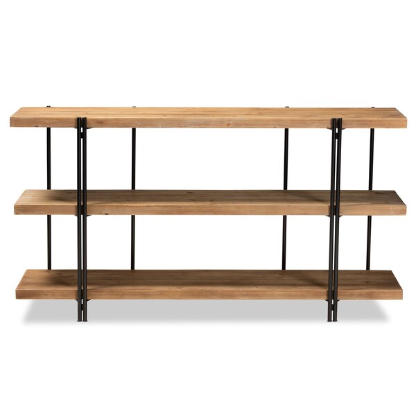 Baxton Studio Tarah Modern Natural Brown Finished Wood and Black Finished Metal Console Table - 178-11315-ZORO