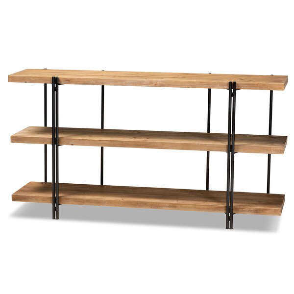 Baxton Studio Tarah Modern Natural Brown Finished Wood and Black Finished Metal Console Table - 178-11315-ZORO