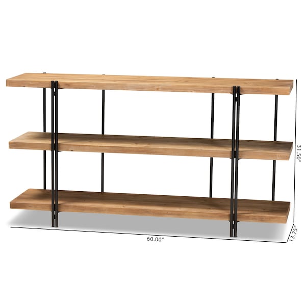 Baxton Studio Tarah Modern Natural Brown Finished Wood and Black Finished Metal Console Table - 178-11315-ZORO