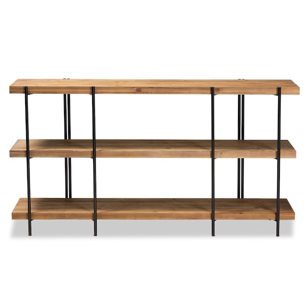 Baxton Studio Tarah Modern Natural Brown Finished Wood and Black Finished Metal Console Table - 178-11315-ZORO