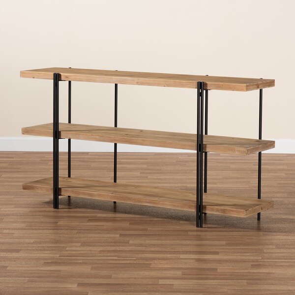 Baxton Studio Tarah Modern Natural Brown Finished Wood and Black Finished Metal Console Table - 178-11315-ZORO