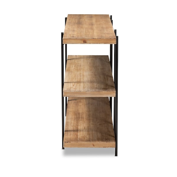 Baxton Studio Tarah Modern Natural Brown Finished Wood and Black Finished Metal Console Table - 178-11315-ZORO