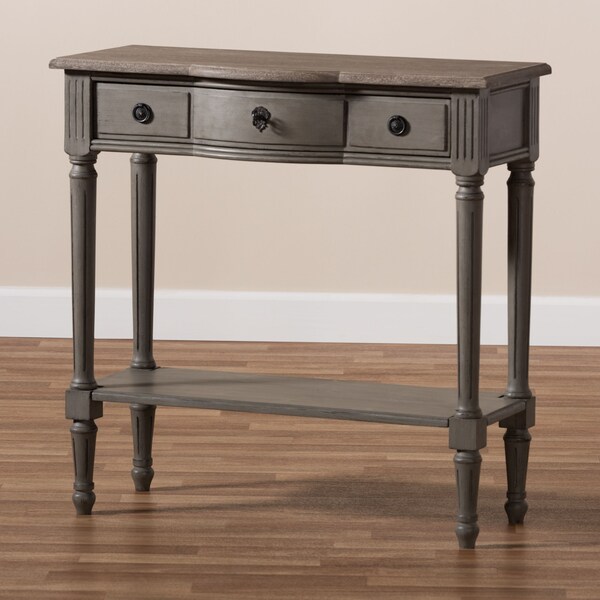 Baxton Studio Noelle French Provincial Gray Finished 1-Drawer Wood Console Table - 155-8845