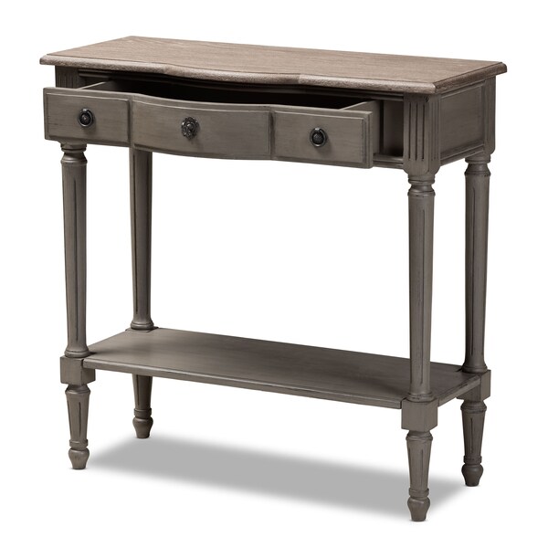 Baxton Studio Noelle French Provincial Gray Finished 1-Drawer Wood Console Table - 155-8845