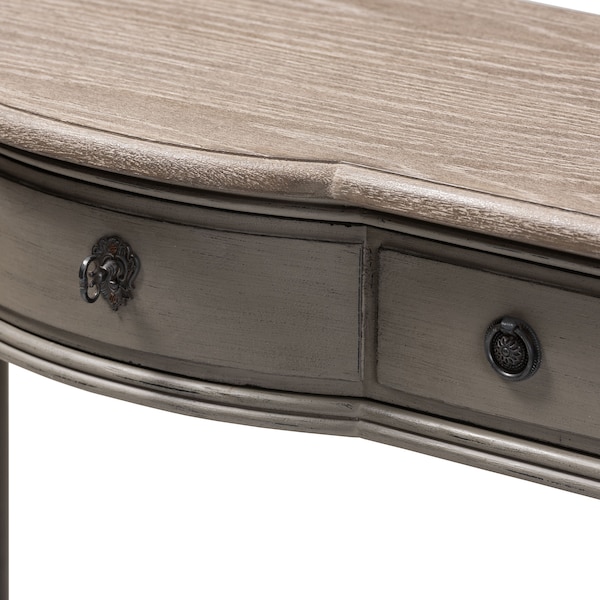 Baxton Studio Noelle French Provincial Gray Finished 1-Drawer Wood Console Table - 155-8845