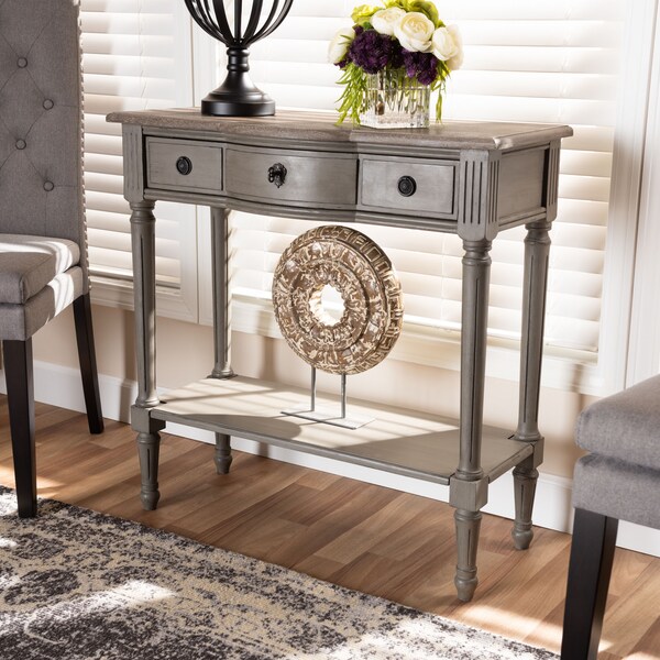 Baxton Studio Noelle French Provincial Gray Finished 1-Drawer Wood Console Table - 155-8845