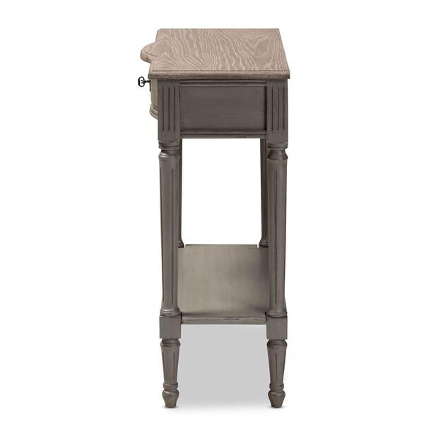 Baxton Studio Noelle French Provincial Gray Finished 1-Drawer Wood Console Table - 155-8845