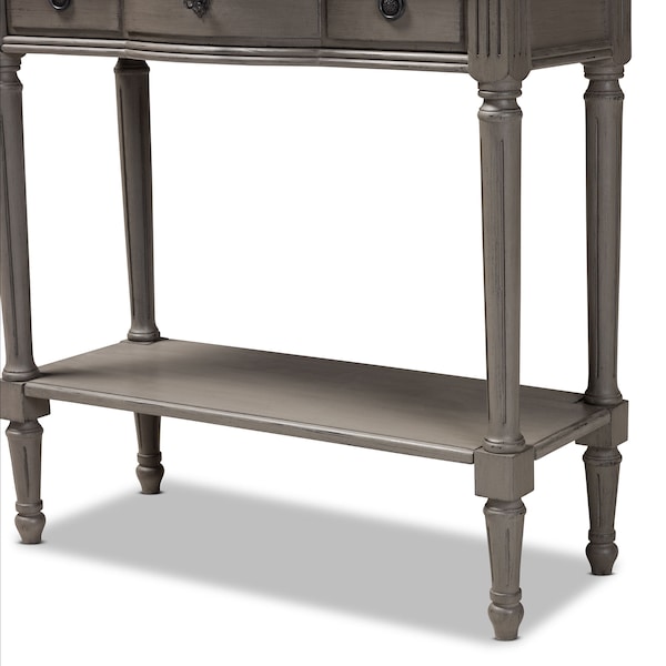 Baxton Studio Noelle French Provincial Gray Finished 1-Drawer Wood Console Table - 155-8845