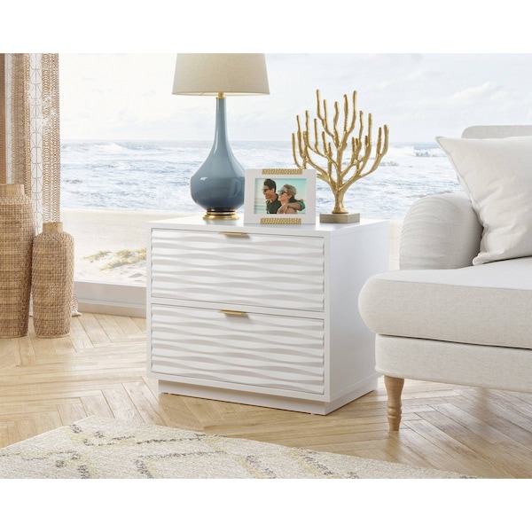 Sauder Decorative 2-Drawer Side Table in White, 23.622 in W, 15.709 in L, 19.291 in H - 428255