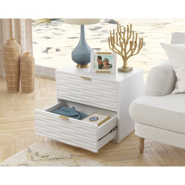 Sauder Decorative 2-Drawer Side Table in White, 23.622 in W, 15.709 in L, 19.291 in H - 428255