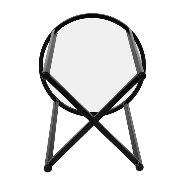 Flash Furniture Round Glass End Table with Matte Black Frame - NAN-JH-1786ET-BK-GG