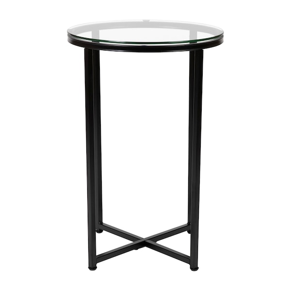 Flash Furniture Round Glass End Table with Matte Black Frame - NAN-JH-1786ET-BK-GG