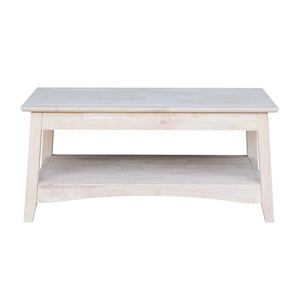 International Concepts Rectangle Bombay Tall Coffee Table-Includes Lift Top, 24 in W, 40 in L, 18 in H, Wood, Unfinished - OT-4TCL