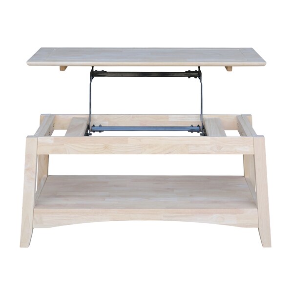 International Concepts Rectangle Bombay Tall Coffee Table-Includes Lift Top, 24 in W, 40 in L, 18 in H, Wood, Unfinished - OT-4TCL
