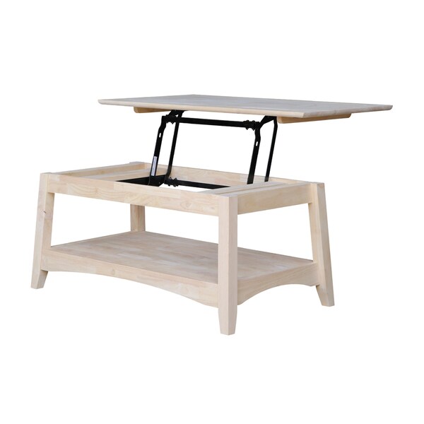 International Concepts Rectangle Bombay Tall Coffee Table-Includes Lift Top, 24 in W, 40 in L, 18 in H, Wood, Unfinished - OT-4TCL
