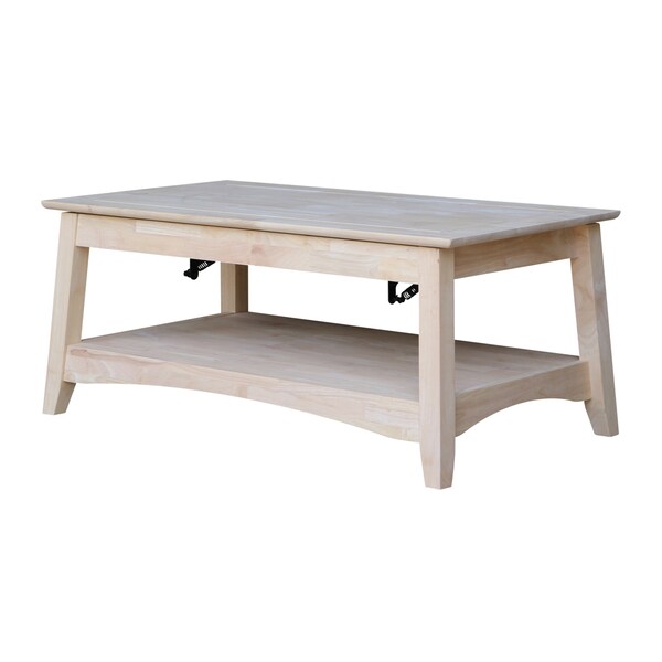 International Concepts Rectangle Bombay Tall Coffee Table-Includes Lift Top, 24 in W, 40 in L, 18 in H, Wood, Unfinished - OT-4TCL