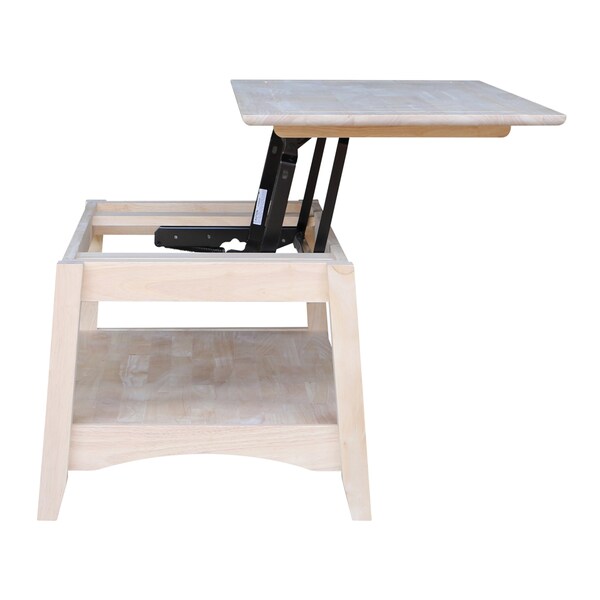 International Concepts Rectangle Bombay Tall Coffee Table-Includes Lift Top, 24 in W, 40 in L, 18 in H, Wood, Unfinished - OT-4TCL