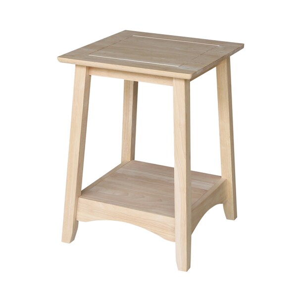 International Concepts Rectangle Bombay Tall End Table, 18 in W, 18 in L, 25 in H, Wood, Unfinished - OT-4TE