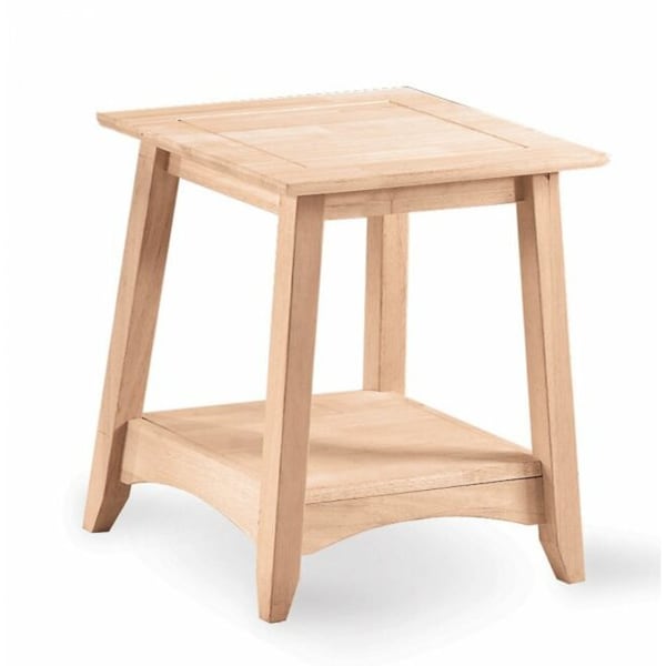 International Concepts Rectangle Bombay Tall End Table, 18 in W, 18 in L, 25 in H, Wood, Unfinished - OT-4TE