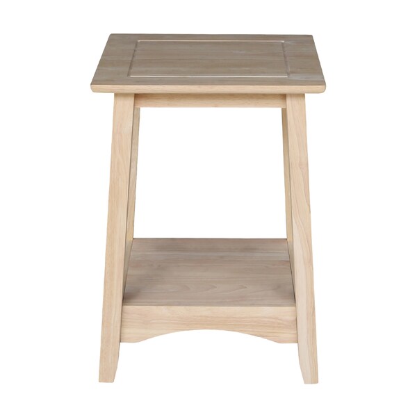 International Concepts Rectangle Bombay Tall End Table, 18 in W, 18 in L, 25 in H, Wood, Unfinished - OT-4TE