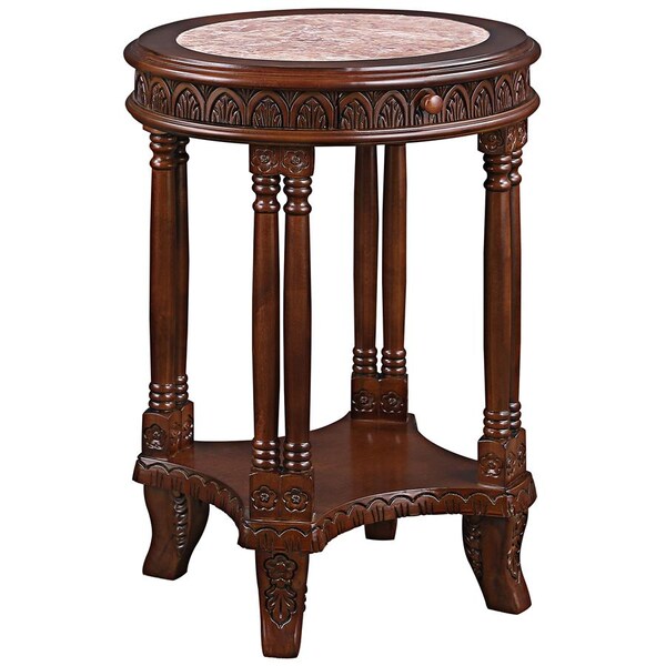 Design Toscano Balfour Colonnade Marble-Topped Hardwood Side Table - DY1522