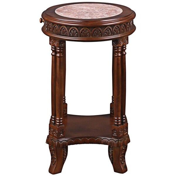 Design Toscano Balfour Colonnade Marble-Topped Hardwood Side Table - DY1522