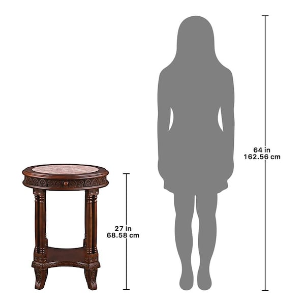 Design Toscano Balfour Colonnade Marble-Topped Hardwood Side Table - DY1522