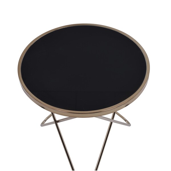 Acme End Table in Black Glass and Champagne - ER-0202CP