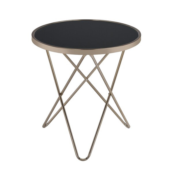 Acme End Table in Black Glass and Champagne - ER-0202CP