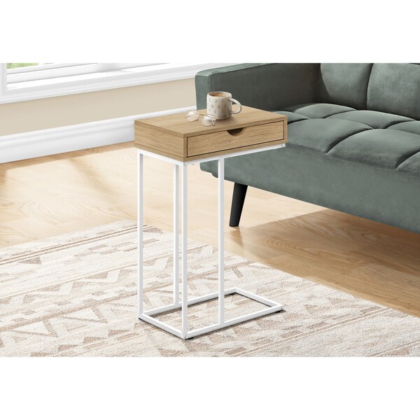 Monarch Specialties Side Table, 15.75 W, 24 H, Particle Board, Metal, Natural - I 3775