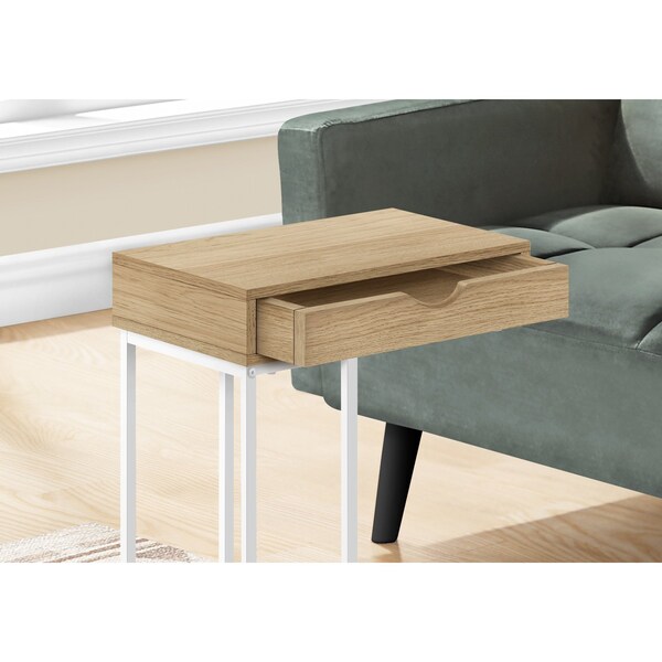 Monarch Specialties Side Table, 15.75 W, 24 H, Particle Board, Metal, Natural - I 3775