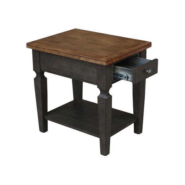 International Concepts Rectangle Vista End Table, 18 in W, 24 in L, 24 in H, Wood, Hickory/Washed Coal - OT45-15E