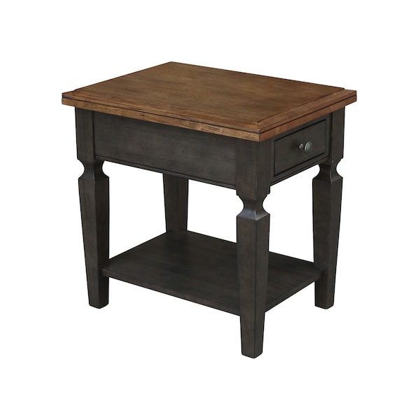 International Concepts Rectangle Vista End Table, 18 in W, 24 in L, 24 in H, Wood, Hickory/Washed Coal - OT45-15E
