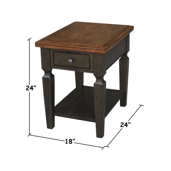 International Concepts Rectangle Vista End Table, 18 in W, 24 in L, 24 in H, Wood, Hickory/Washed Coal - OT45-15E