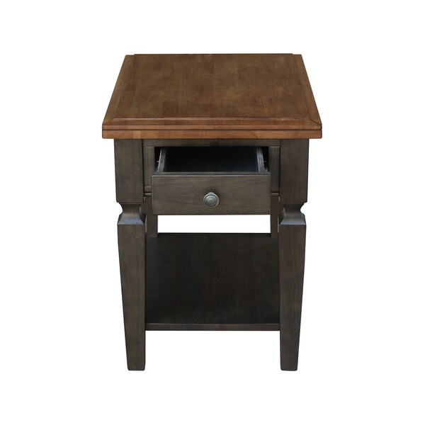 International Concepts Rectangle Vista End Table, 18 in W, 24 in L, 24 in H, Wood, Hickory/Washed Coal - OT45-15E