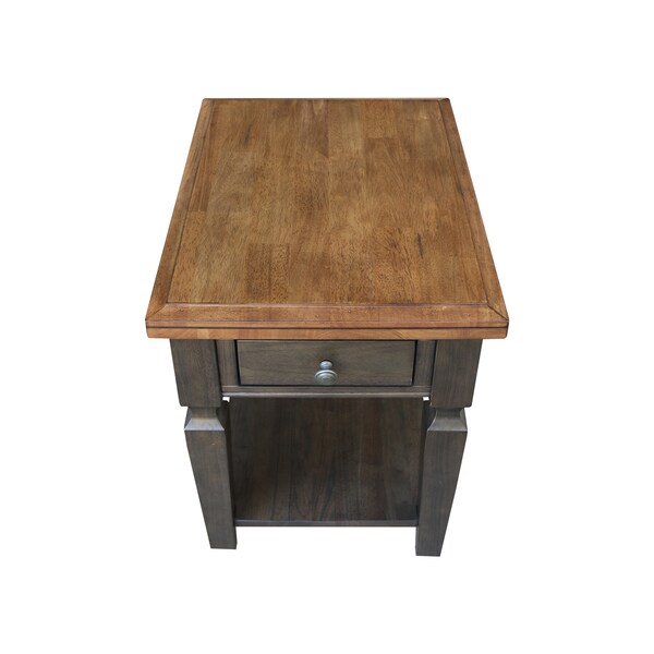 International Concepts Rectangle Vista End Table, 18 in W, 24 in L, 24 in H, Wood, Hickory/Washed Coal - OT45-15E