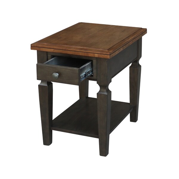 International Concepts Rectangle Vista End Table, 18 in W, 24 in L, 24 in H, Wood, Hickory/Washed Coal - OT45-15E