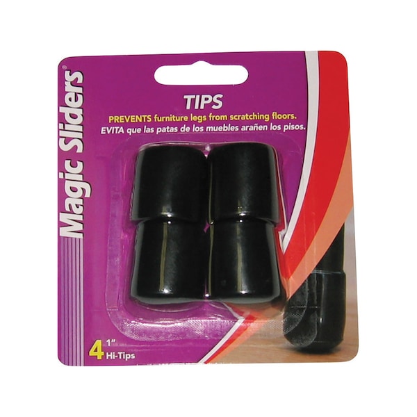 Magic Sliders Magic Sliders Vinyl Leg Tip Black Round 1 in. W 4 pk - 97488