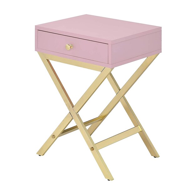 Acme 1-Drawer Metal Tube End Table - ER-0128PK