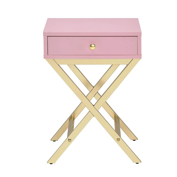 Acme 1-Drawer Metal Tube End Table - ER-0128PK