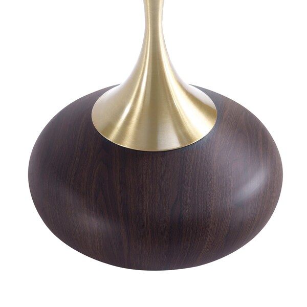 Manhattan Comfort Round End Table, 15.75 in L, Stainless Steel, Brown and Gold - ET006-BR