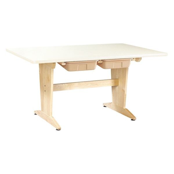 Diversified Spaces Rectangle Planning Table, Tote Trays, 60" W, 44" L, 30" H, HPL, Almond - PT-60P